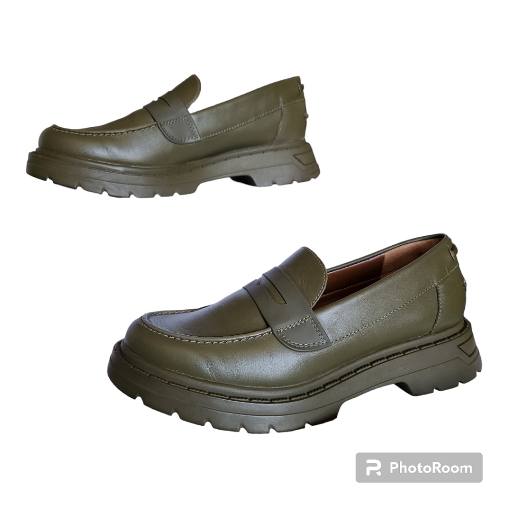 Franco Sarto Olive Green Chunky Penny Loafers